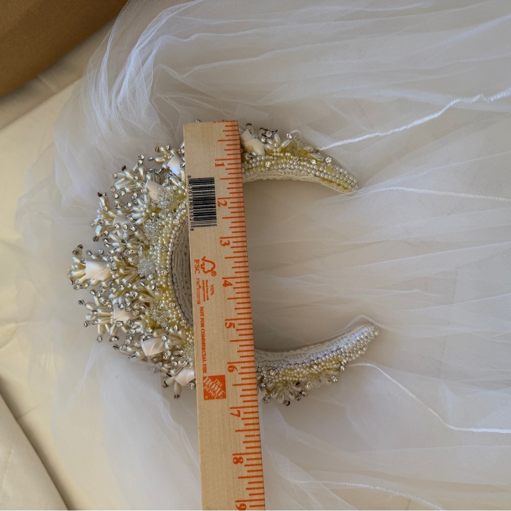 Vintage White and Gold Beaded Bridal Headband - Picture 7 of 11
